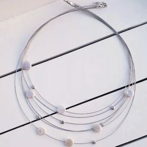 14Kt Diamond Pearl Multi Strand Necklace